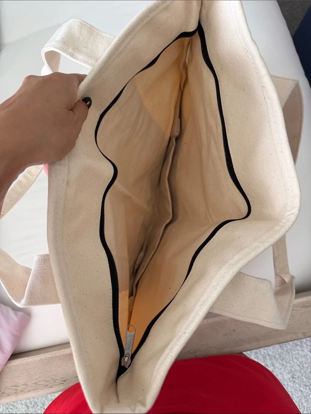Canvas Tote Bag - Cream & Black